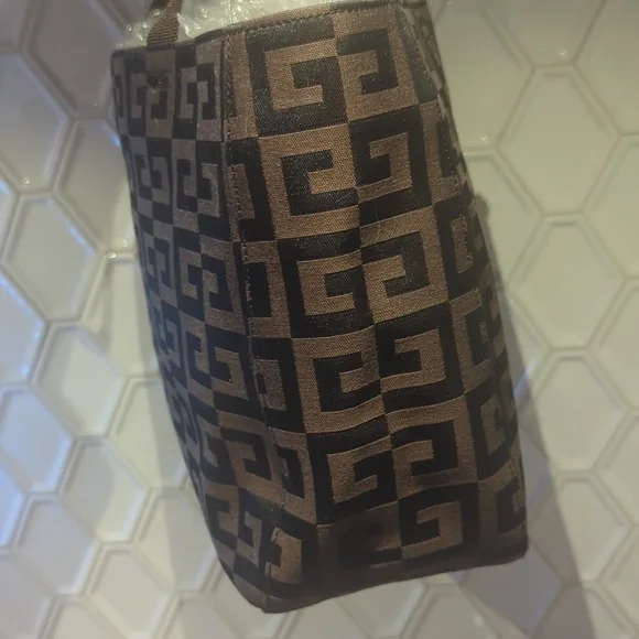 Givenchy Brown Geometric Fabric Tote Bag Authentic Designer Large - Picture 6 of 15